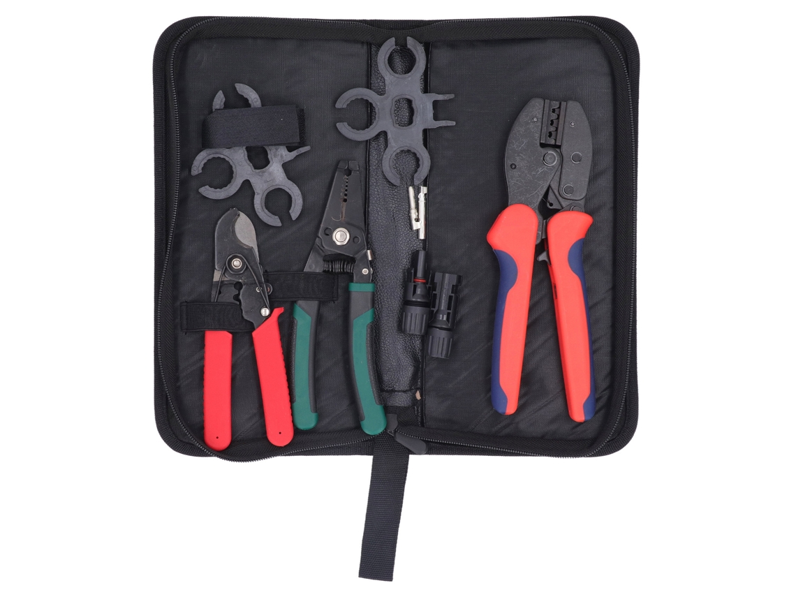 Kit De Ferramentas Solar: Prensador, Cortador, Descascador E Conectores Para Cabos 2.5 4 6mm²