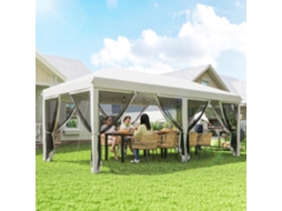 Toldo Retrátil Para Gazebo Pop-up 6x3 M, Com 6 Laterais Em Tela Com Proteção Uv E Bolsa De Transporte, Na Cor Creme