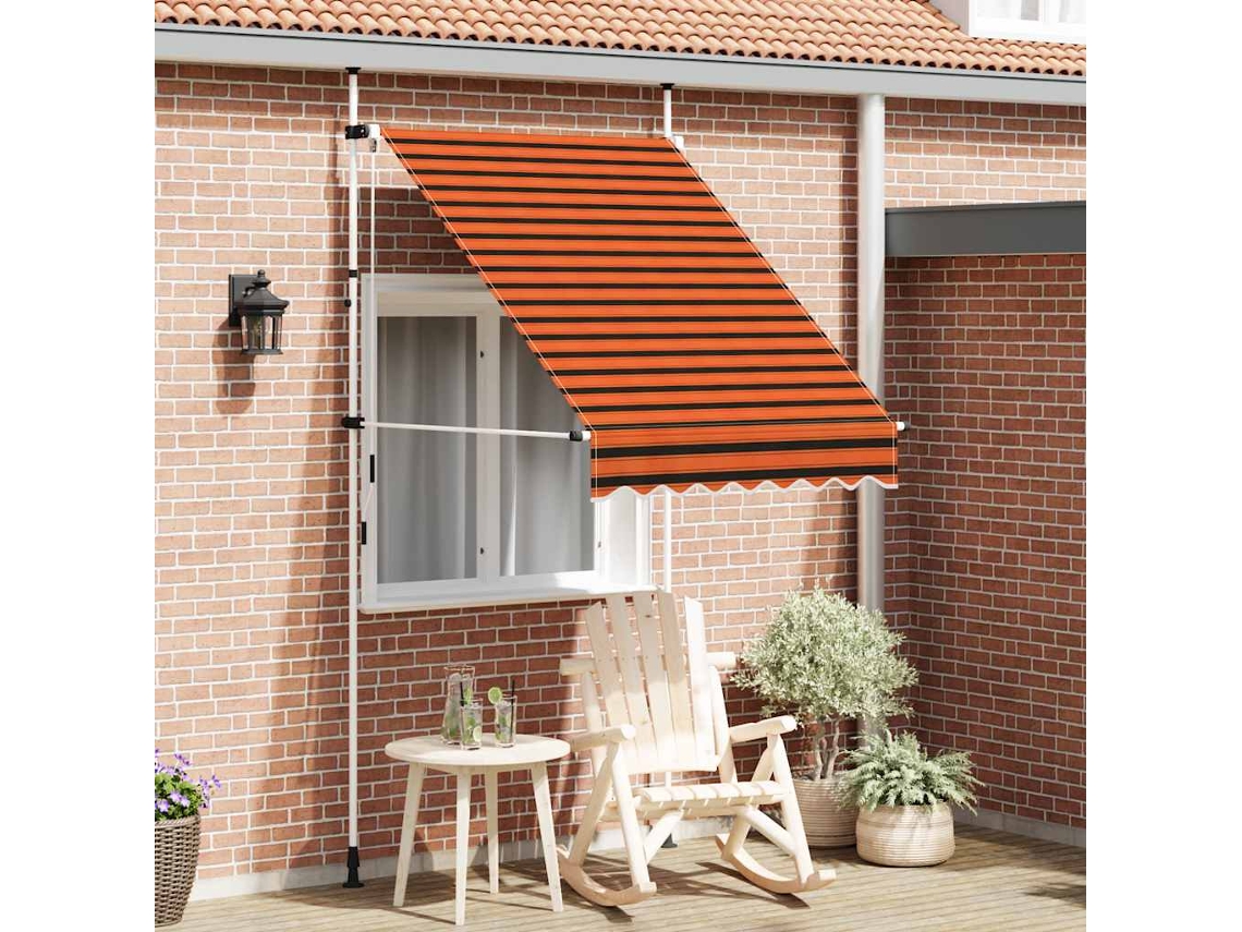 Vidaxl Toldo Retrátil Manual 150 Cm Laranja E Castanho