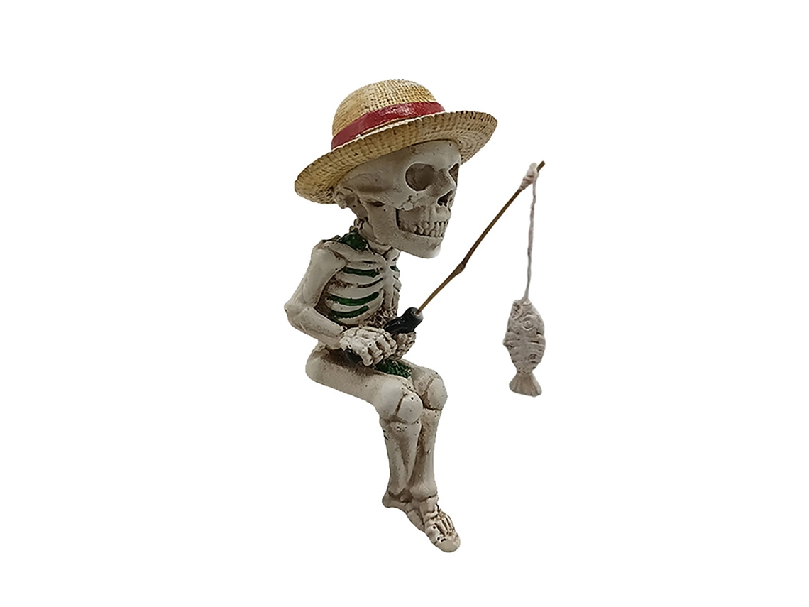 Escultura Decorativa 3d Gothic De Esqueleto Pescador Com Base Adesiva Para Exterior - Laxiscreed