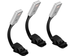 Conjunto De 3 Luminárias Leitura Com Clipe Para Livros, 8 Leds Recarregáveis, 3 Cores E Variações, Luminária De Leitura