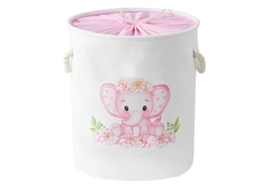 Cesto de roupa suja infantil em formato de elefante vermelho, grande e dobrável.