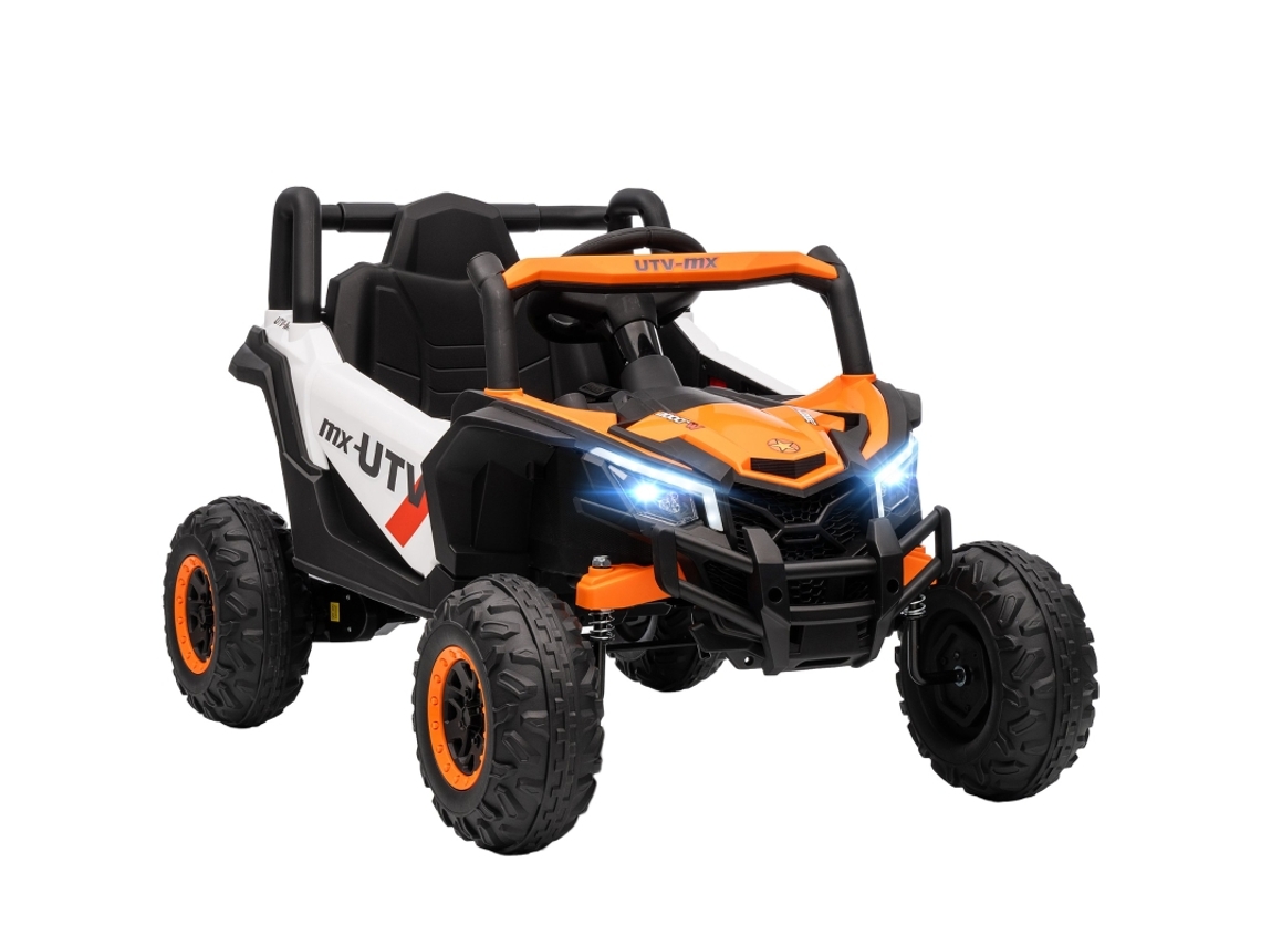 Carrinho Elétrico 12v Controle Remoto Cinto Buzina Led Usb 3-5 Anos Laranja