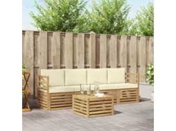 Vidaxl Conjunto De Sofás Para Exterior 5 Unid. Branco E Creme