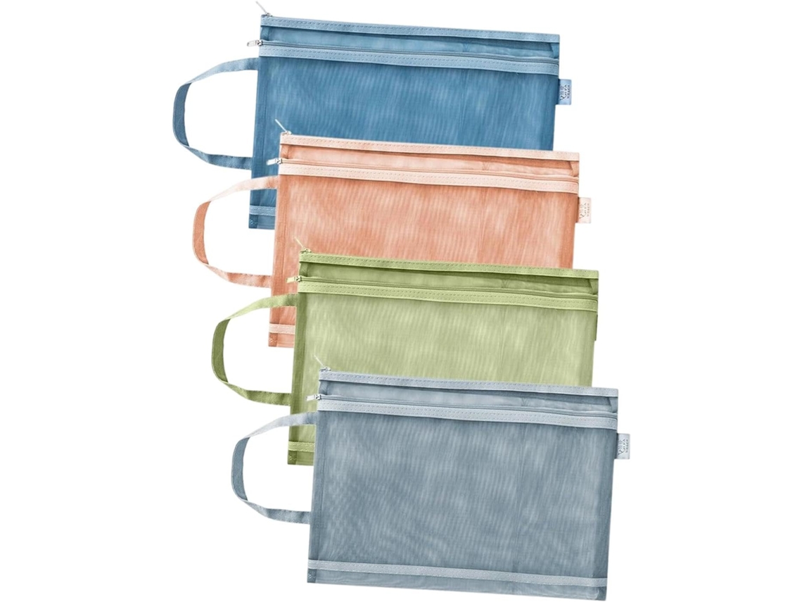 Conjunto De 4 Sacos Malha Com Fecho Correr Organizar Materiais Em Gavetas E Armários Casa