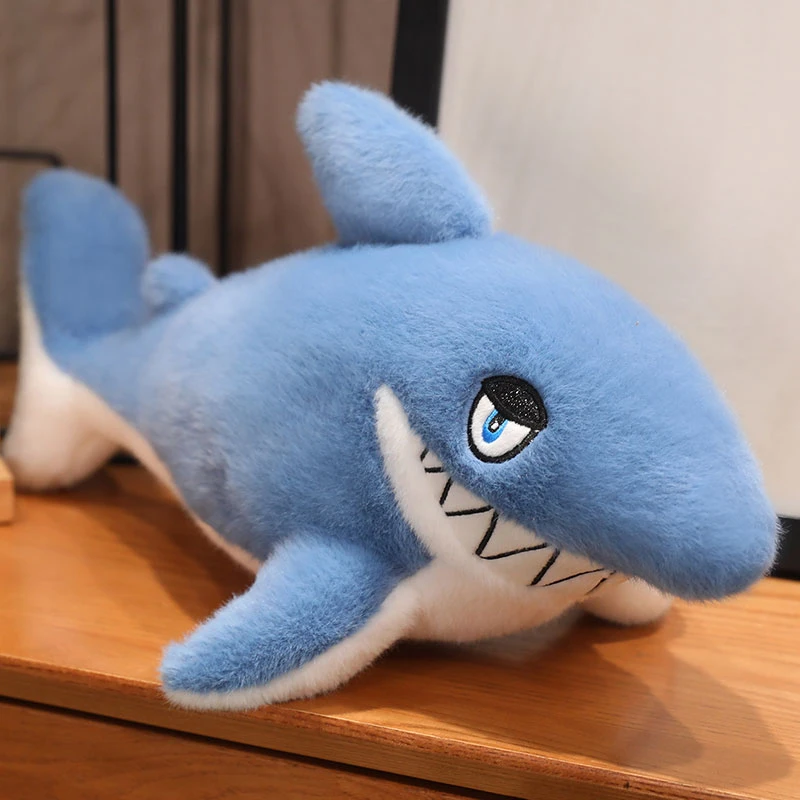 Brinquedo de Pelúcia de Tubarão Anime Realista e Fofo MDUG (azul, 85cm)