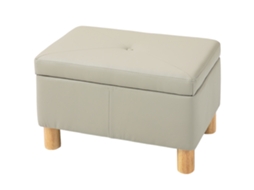 Baú De Armazenamento Para Dormitório 33l Puff De Estofado Em Pu Banco De Arrumação 60x38x40 Cm Cinza Claro