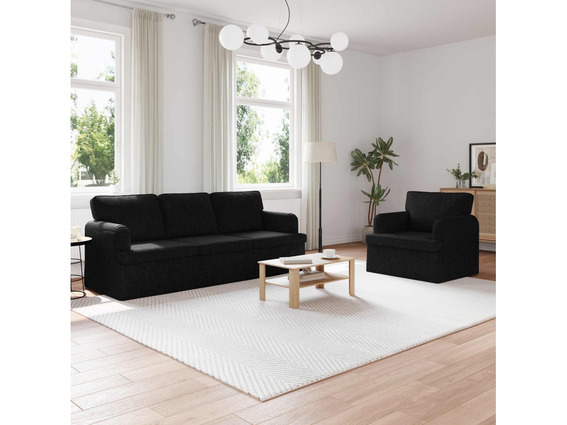 Vidaxl Conjunto De Sofás 2 Unid. Preto Tecido