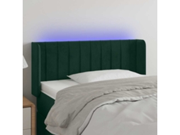 Vidaxl Cabeceira Cama C/ Luzes Led Veludo 103x16x78/88 Cm Verde-escuro