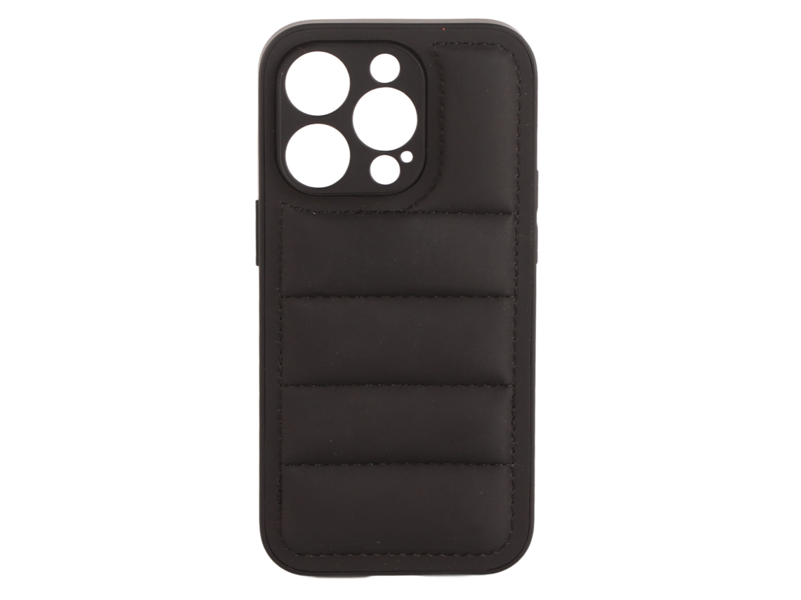 Aetheria capa de Couro Artificial para Iphone 14 Pro Design de Jaqueta de Pluma Preta Proteção Macia