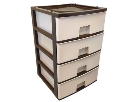 Cômoda de plástico, modelo HG, 4 gavetas bege, torre de armazenamento multiuso, para escritório e casa, fabricada na Espanha (Acan, wengué, 38 x 38 x 58,5 cm)