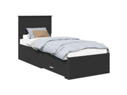 Estrutura da Cama Preto e Prata MAISON EXCLUSIVE em Madeira Processada 75x190 cm