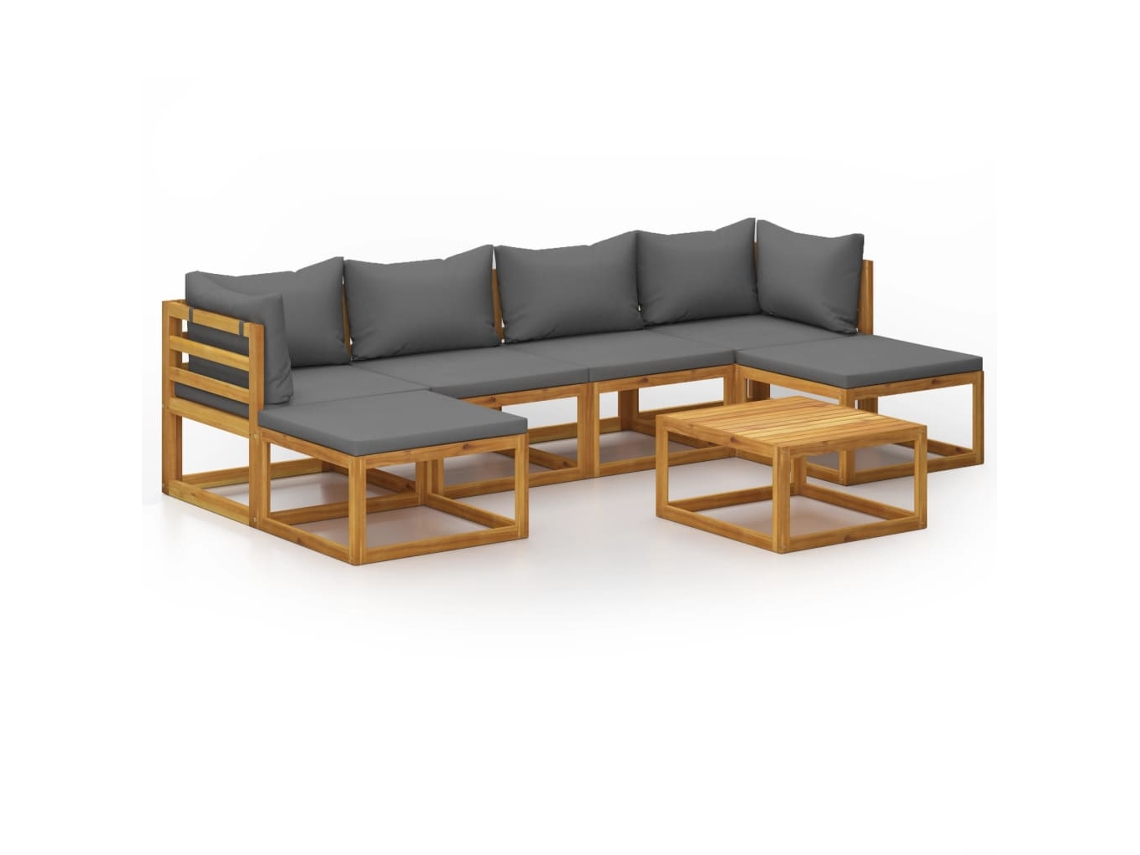 Maison Exclusive - 7 Pcs Conjunto Lounge De Jardim Com Almofadões Acácia Maciça