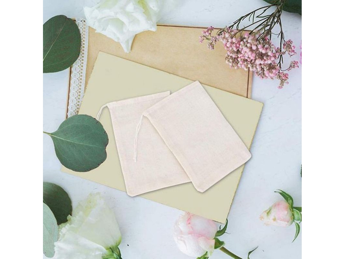 2026 50 Bolsas de Muselina de Algodón Con Cordón para Té Joyería Boda Regalos Cocina Artesanía Blanco