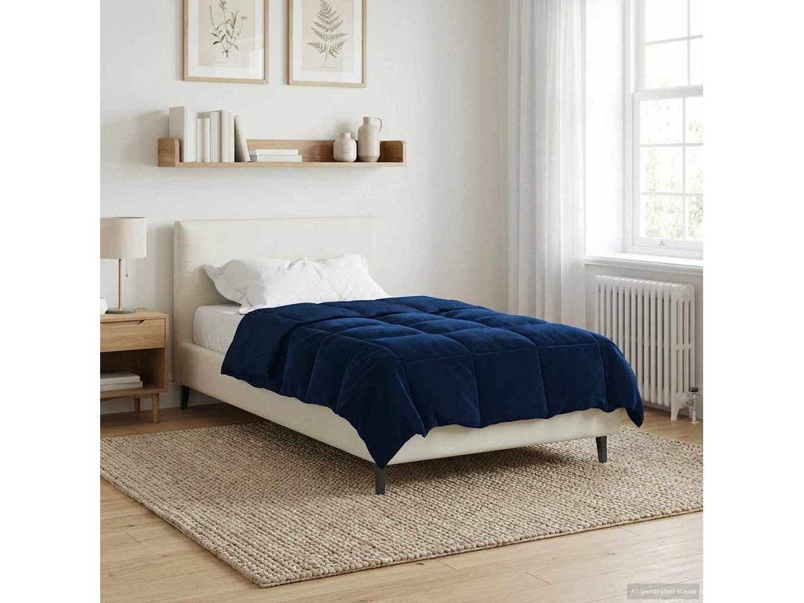 Vidaxl Edredom De Verão Simples 140 X 220 Cm Verão Azul Escuro