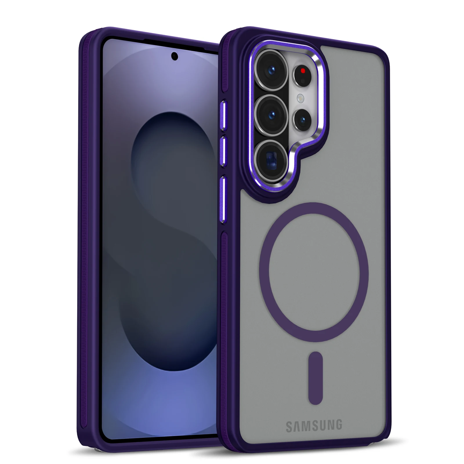 (galaxy S26, Roxo) Capa Magnética Fosca Para Celular Samsung, Resistente A Choques E Quedas, Com Parte Traseira Rígida.