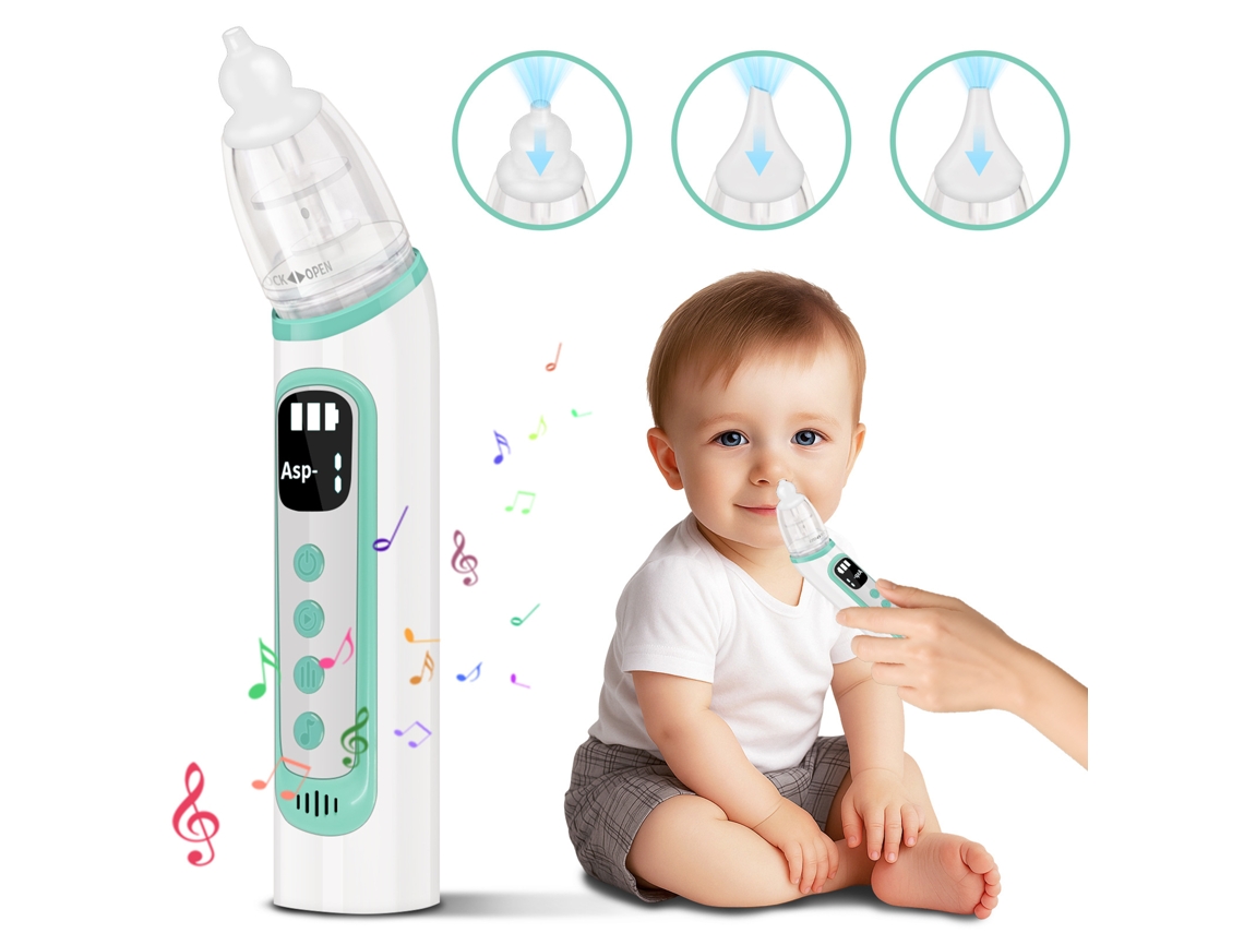 Aspirador Nasal Elétrico para Bebês, 3 Níveis de Sucção, Anti retorno, com Música Calmante, Recarregável Usb, Compacto, Recarregável, U STELASPLEN