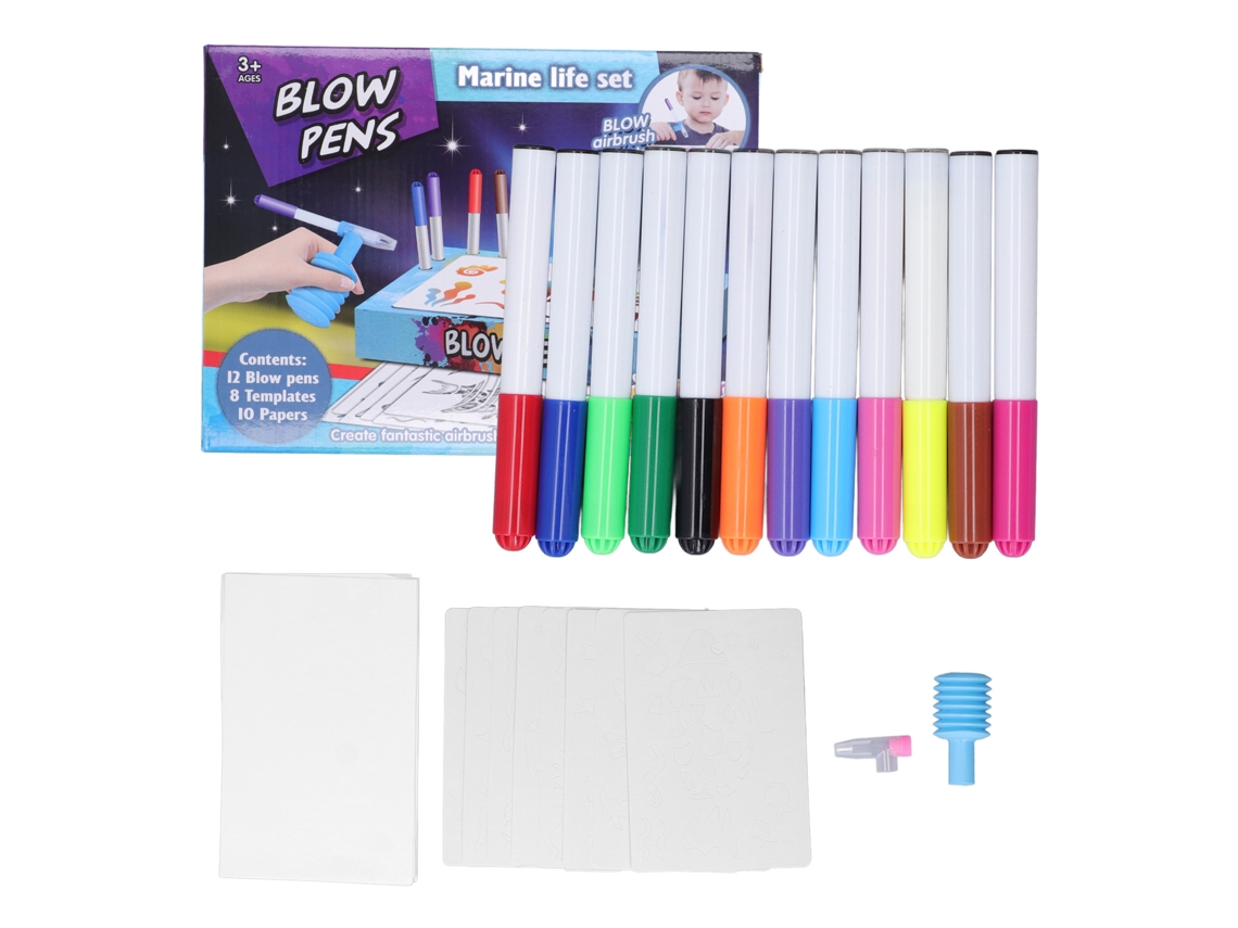 Lápis fluorescentes ATS para crianças com 8 modelos educativos de desenhos oceanográficos do mar.