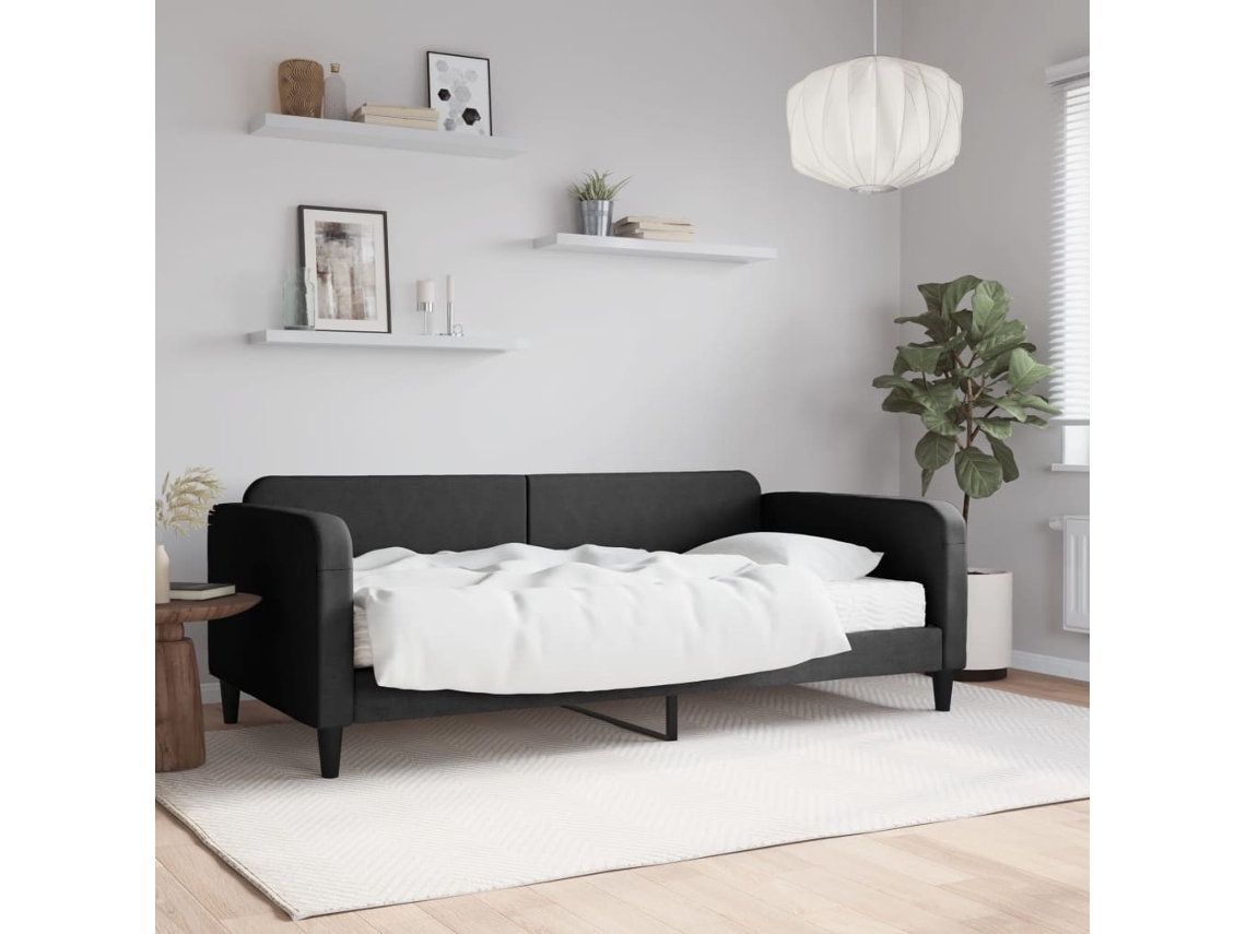 Vidaxl Sofá-cama Com Colchão 100x200 Cm Tecido Preto