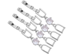 Conjunto De 4 Fechos De Aba Em Latão Com Zircônia Para Colar E Pulseira.
