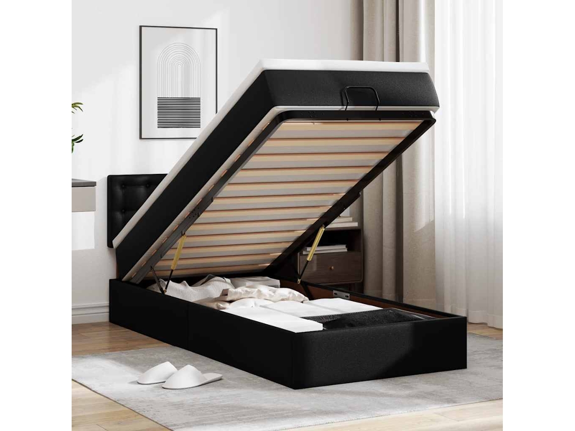 Vidaxl Estrutura De Cama Otomana Com Colchão 80x200 Cm Preta