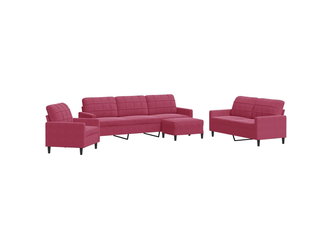 Sofa Set, Sofa Sets Vidaxl Vermelho Veludo (n/a)
