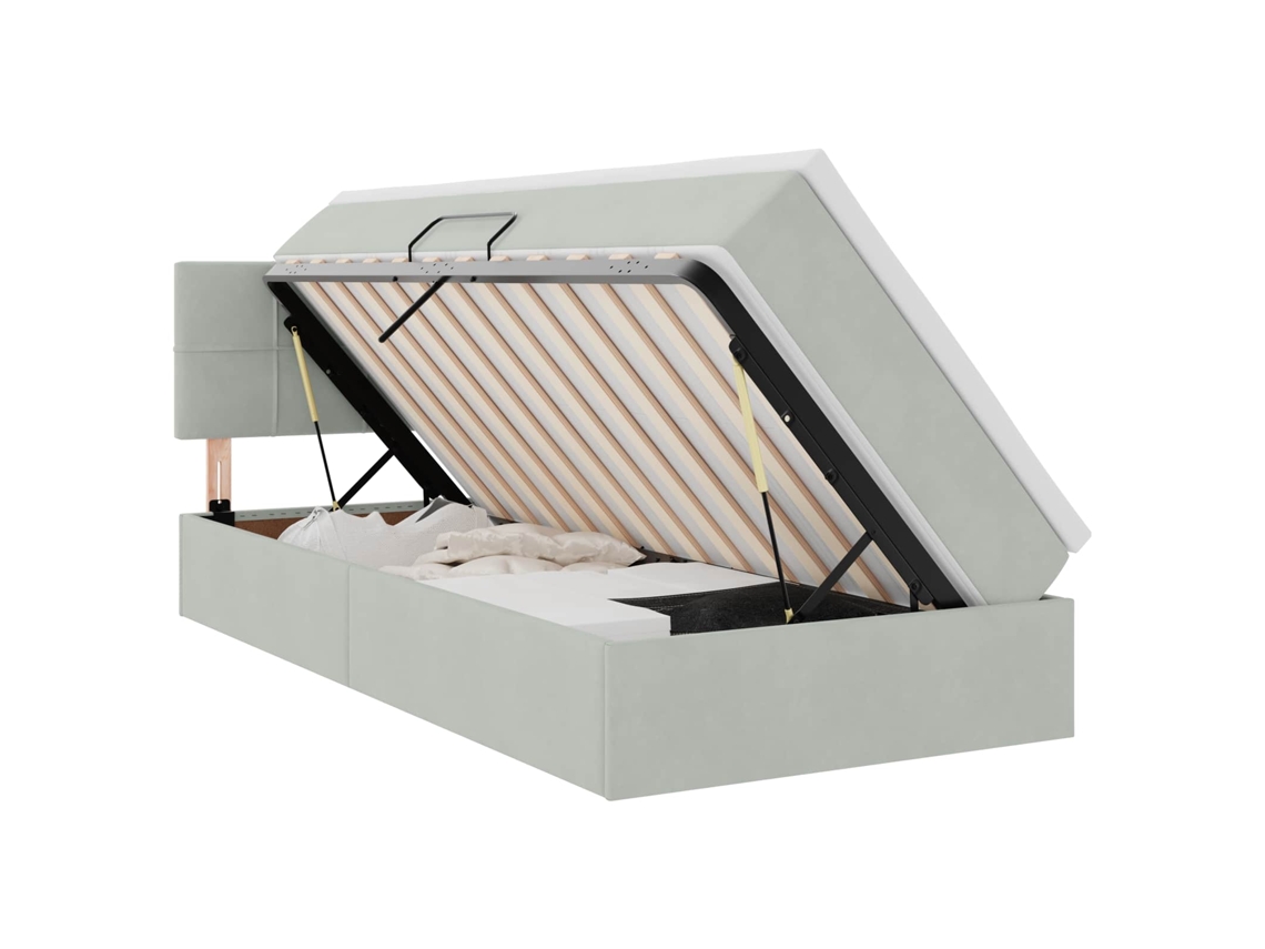SYFAX™ Cama de Armazenamento Led com Colchão Cinzento claro