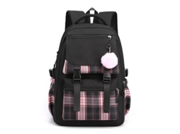 Mochila Escolar Cor Sólida Mochila Simples Multicamadas Para Computador Preta
