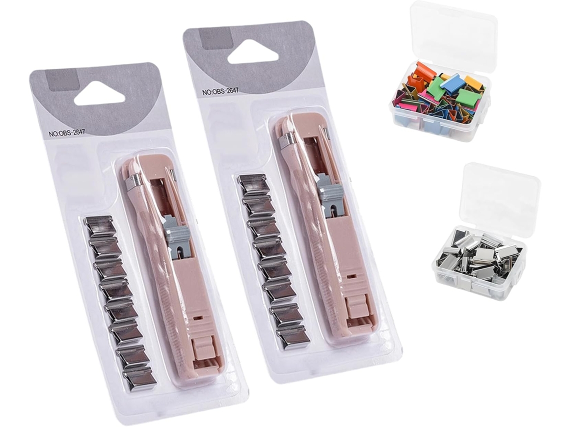 Conjunto Comum Com 2 Dispensadores E 116 Clipes Metálicos Reutilizados Encadernação Organização Papéis