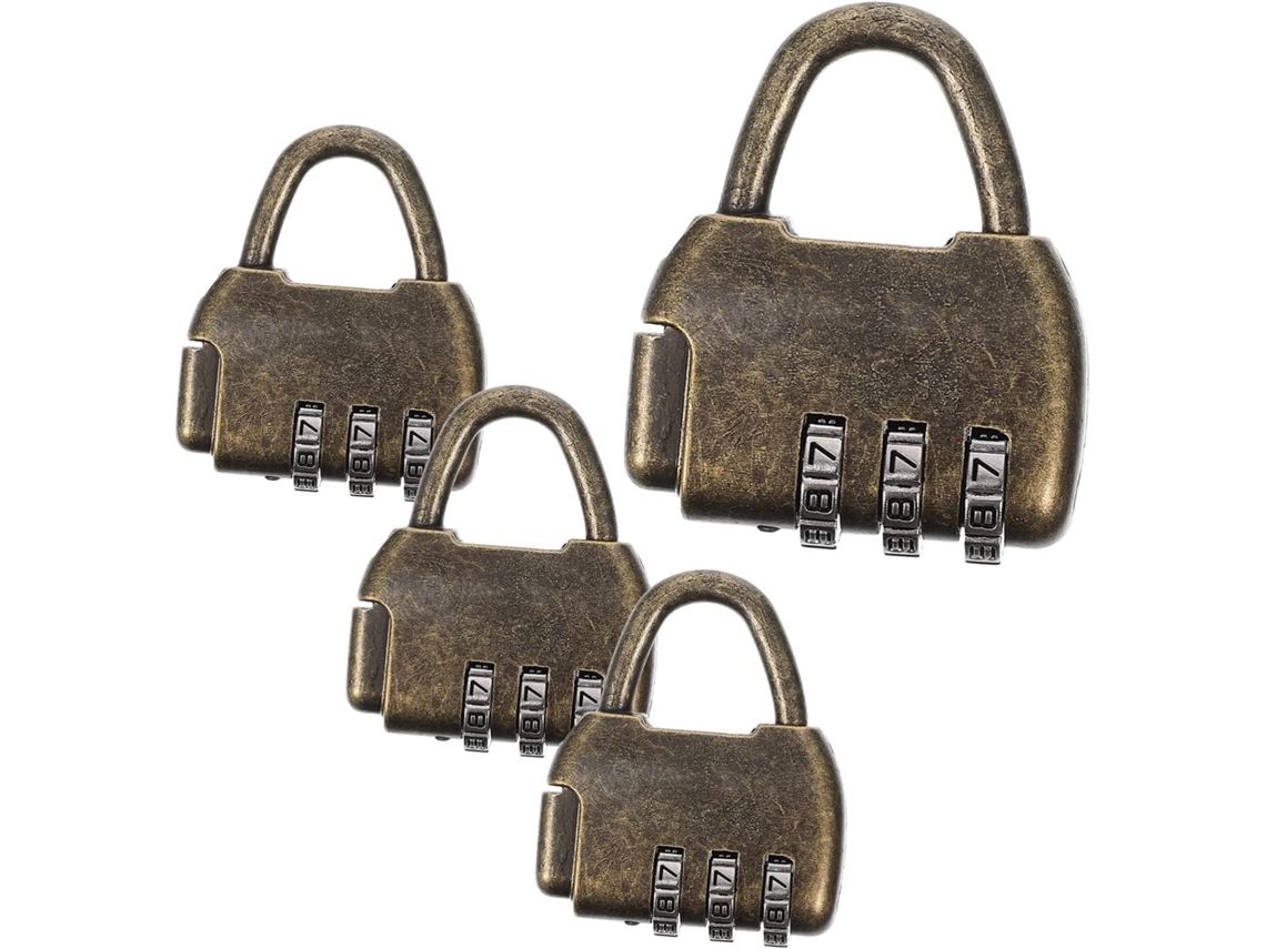 Conjunto De 4 Cadeados Retrô Com Combinação, Estilo Antigo, Em Liga