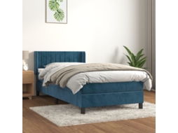 Cama Com Molas/colchão 100x200 Cm Veludo Azul-escuro