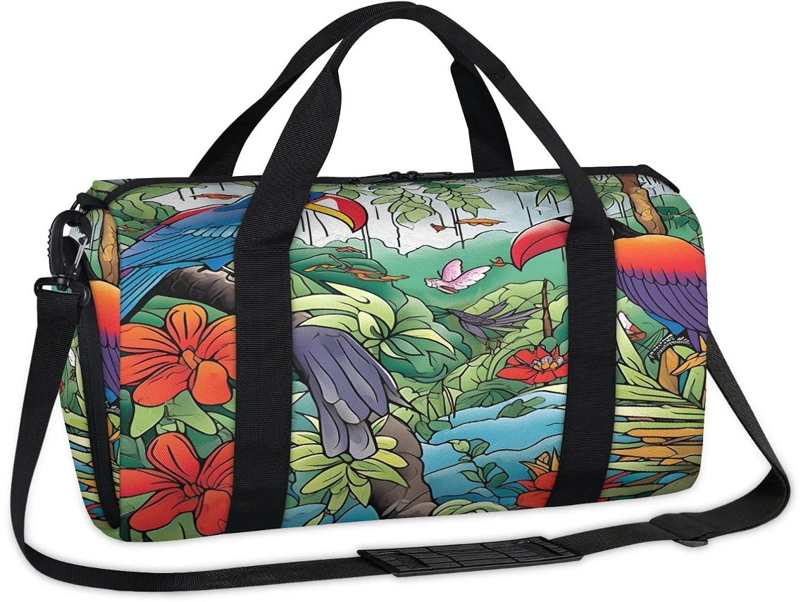 Bolsa Esportiva com Estampa de Tucano em Aquarela da Floresta Tropical 45 X 21 5 X 23 Cm Tecido de Poliéste Es