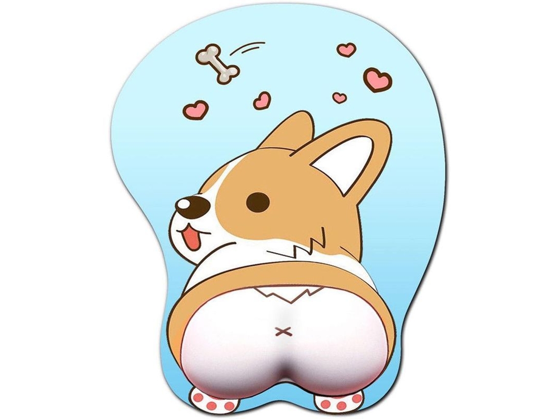 Mouse Pad Corgi com Apoio ao Punho, Anti Derrapante, Silicone, para Escritório e Jogos