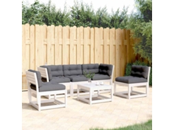 Vidaxl 5 Pcs Conj. Sofás De Jardim C/ Almofadões Pinho Maciço Branco