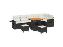 Conjunto 11 Conjunto De Sofá De Jardim Vidaxl Preto Vime Pe (289 X 192 X 85 Cm)