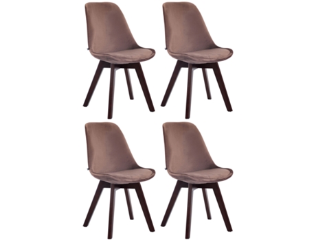 Conjunto de 4 cadeiras de visita em veludo Borneo marrom/nogueira CLP