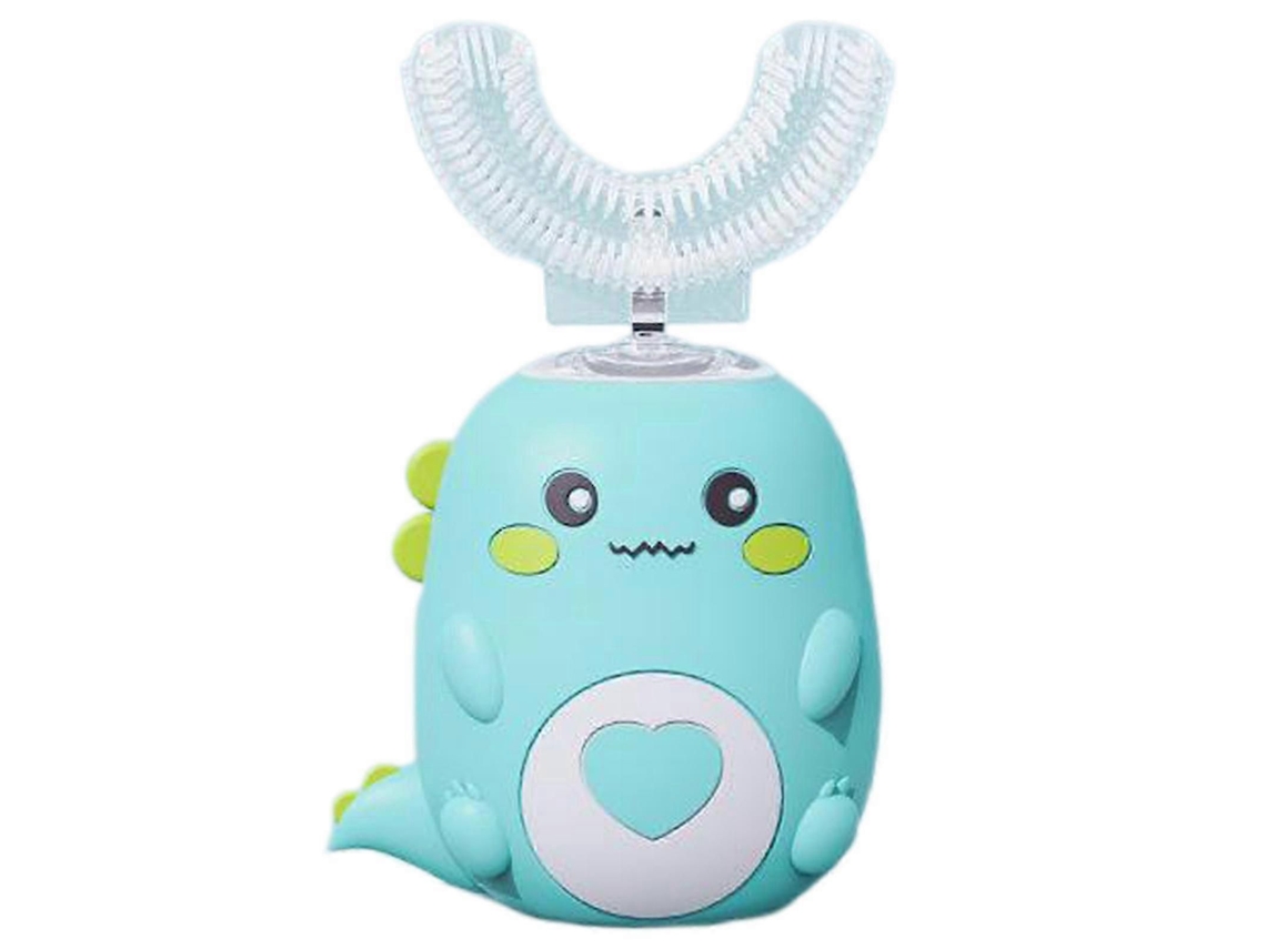 Escova de Dentes Elétrica Infantil em Formato U com Cerdas Silicone Macias e Estampa Vibrante Animais. GOKOCO