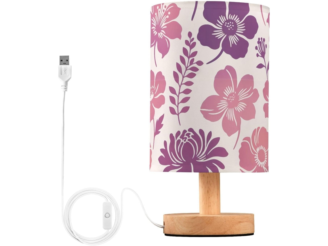 Abajur De Mesa Silhouette Flowers Gradient Purple Light, Luminária Noturna Para Mesa De Pátio, Luminária De Estudo