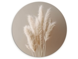 O Quadro Erva-dos-pampas - Plumas - Pastel - Branco 60x60 Cm