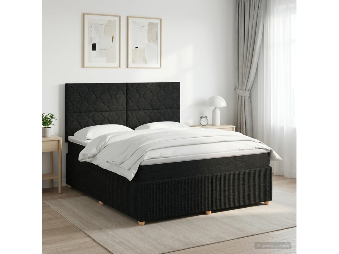 Vidaxl Cama Box Spring Com Colchão Preto 140 X 190 Cm Tecido
