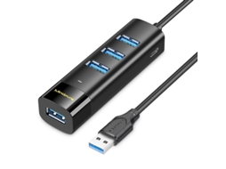 Hub Usb 3.0 De 4 Portas Com Cabo Longo Transferência De Dados Em Alta Velocidade E Conectividade Ampliada Para Computadores E Laptops. Aquaforge