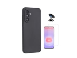 Kit Vidro Temperado Cleargorilasglass Capa Proteção Silicone Suporte De Carro Gift4me Para Samsung Galaxy A27 5g - Preto