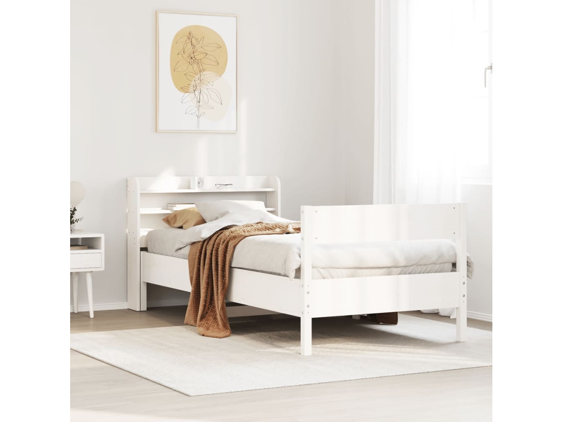 Cama Sem Colchão 90x190 Cm Madeira De Pinho Maciça Branco