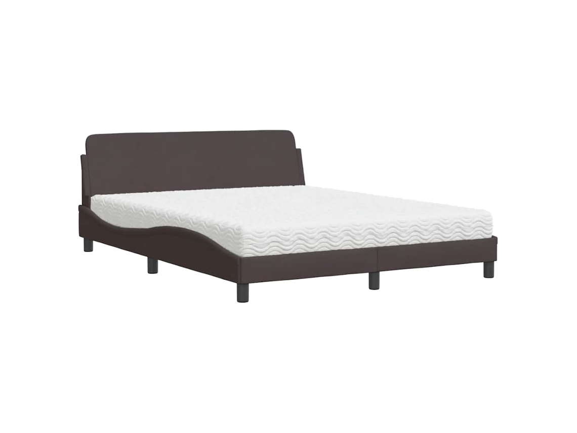 Cama com Colchão Dover (160x200 cm) Tecido Castanho escuro MAISON EXCLUSIVE