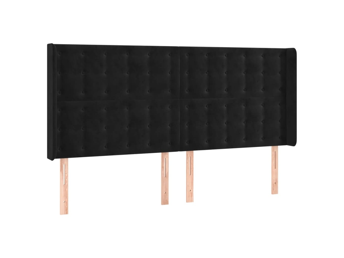 Headboard, Headboards Vidaxl Preto Veludo (183 X 16 X 118/128 Cm)