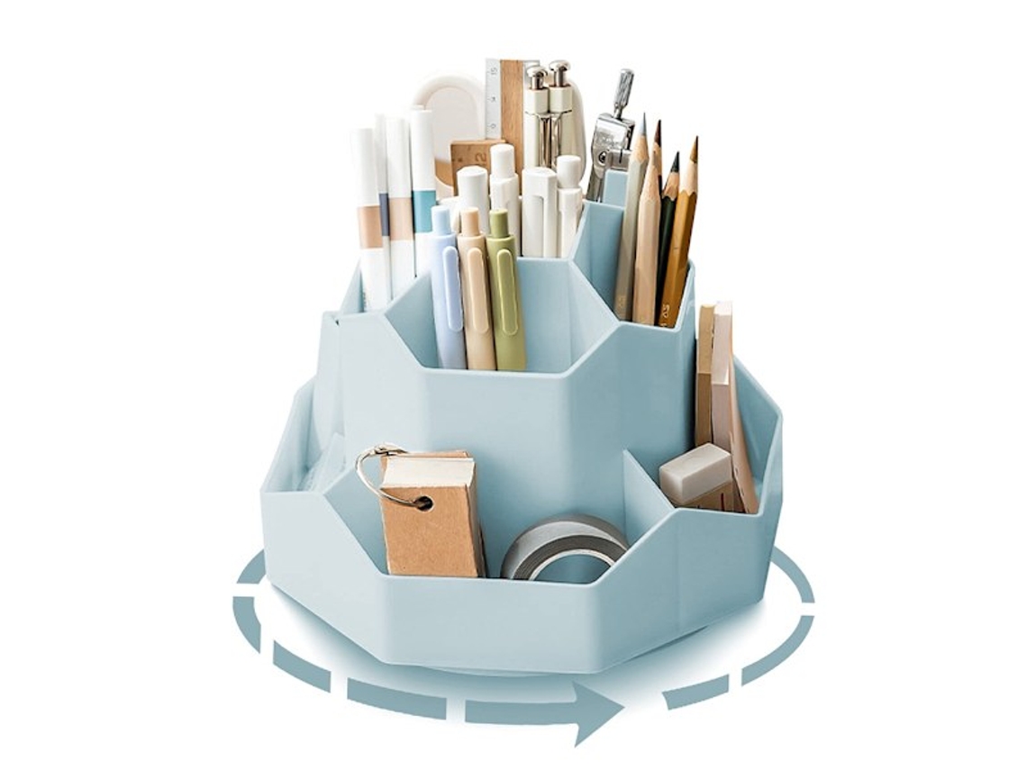 Porta, Canetas Giratório, Organizador de Mesa, 9 Compartimentos, Grande Capacidade, Rotação de 360°, Comporta Canetas BRILVIBERA