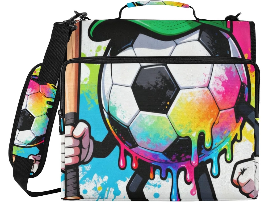 Pasta organizadora com estampa de futebol americano, 3 argolas, 8 cm, para usar de ombro a ombro, bolsa de armazenamento