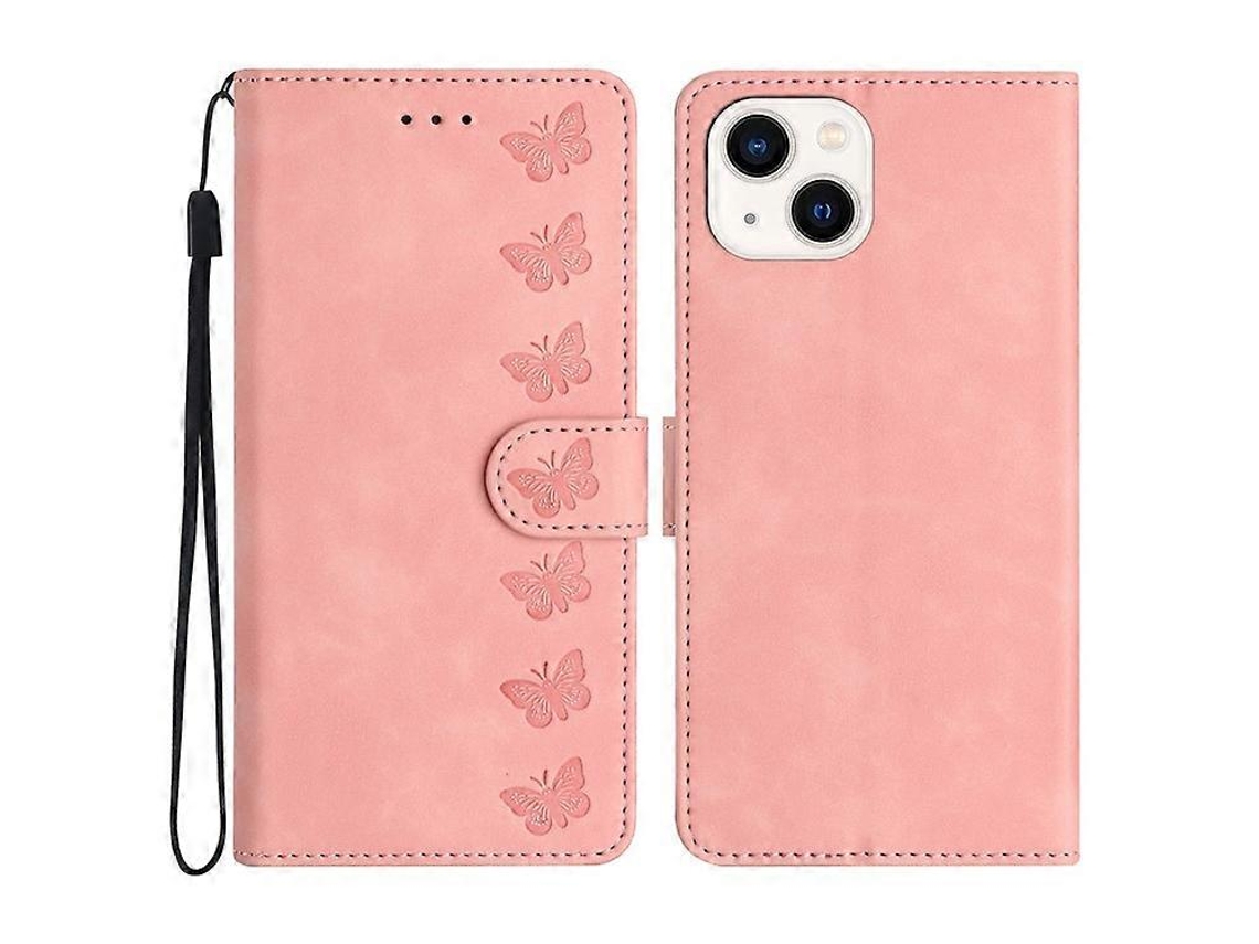 Capa De Celular De Couro Sintético Com Estampa De Borboleta, Compatível Com Iphone 13 De 6,1 Polegadas, À Prova De Quedas, Tipo Carteira