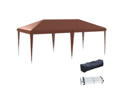 Tenda Dobrável 6x3 M com Altura Ajustável e Estrutura de Aço Castanho S/MARCA