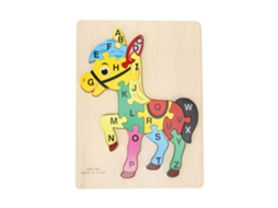 Mali quebra cabeça Animal com 26 Letras Brinquedo Educativo Infantil de Madeira Cavalo
